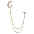 thumbnail image 1 of Huanledash Star Moon Brooch Dazzling Rhinestone Inlaid Hanging Chain Elegant Men Women Business Suit Lapel Collar Pin Fashion Jewelry, 1 of 8
