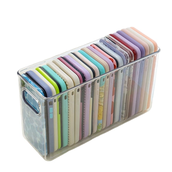 Huanledash Storage Box Large Capacity Transparent Desktop Mobile Phone Case Container Household Supplies
