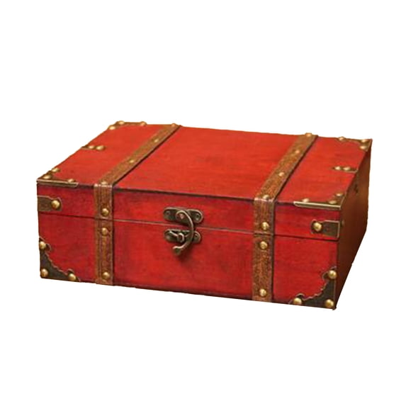 Huanledash Storage Organizer Visual Interest Large Capacity Wooden Treasure Keepsake Box for Home Decor