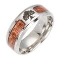 thumbnail image 1 of Huanledash Unisex Wood Inlaid Stainless Steel Tree of Life Cross Finger Ring Jewelry Gift, 1 of 6
