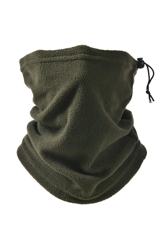 Winter Multifunctional All in 1 Polar Fleece Neck Gaiter Solid Color Face Guard Drawstring Design Thick Cycling Headwear Running Sport Scarf