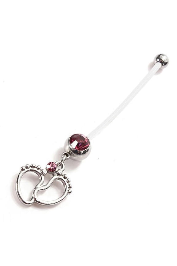 Women Baby Feet Flexible Bar Pregnancy Maternity Belly Navel Ring Body Piercing