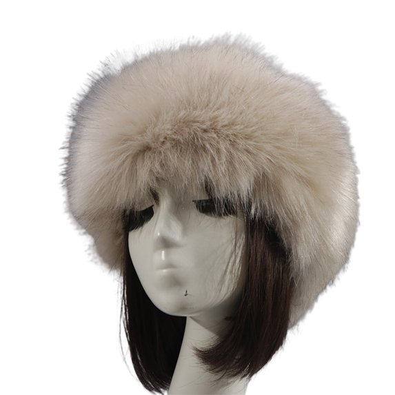 Huanledash Women Hat Solid Color Faux Fur Headwear Brimless Empty Top Hat for Skiing