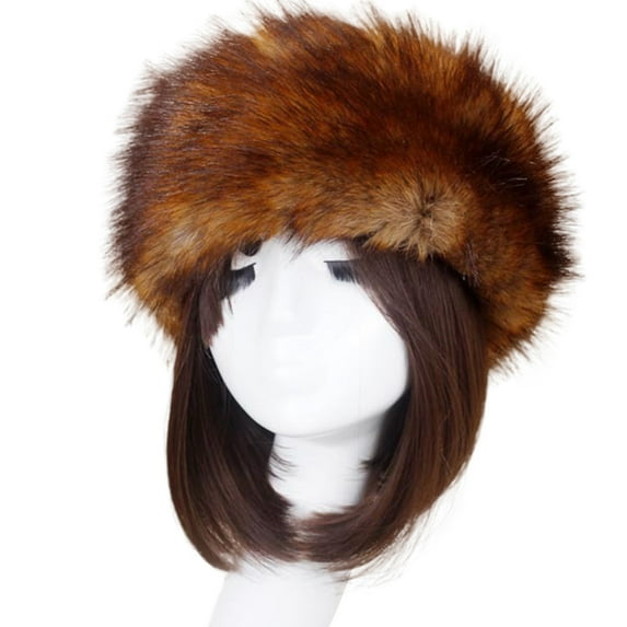 Huanledash Women Hat Solid Color Faux Fur Headwear Brimless Empty Top Hat for Skiing