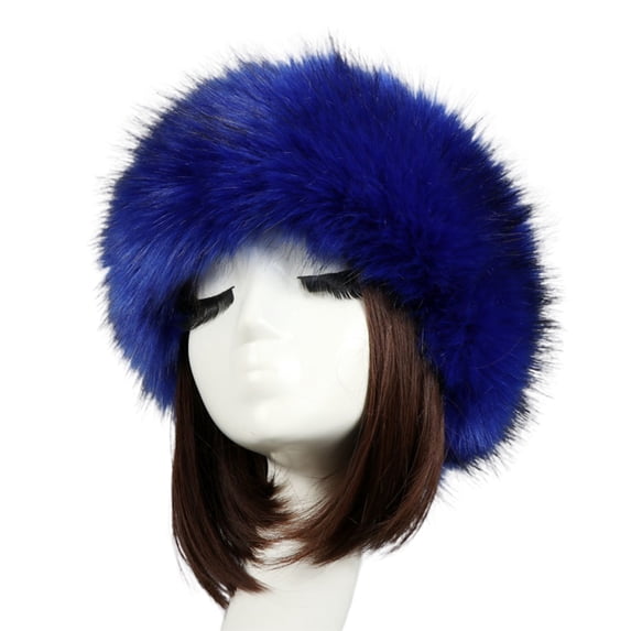 Huanledash Women Hat Solid Color Faux Fur Headwear Brimless Empty Top Hat for Skiing