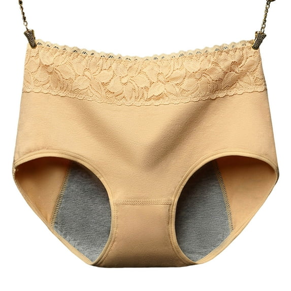 Huanledash Women Panties Lace Patchwork Plus Size Seamless Leak Proof Menstrual Period Briefs for Daily Wear