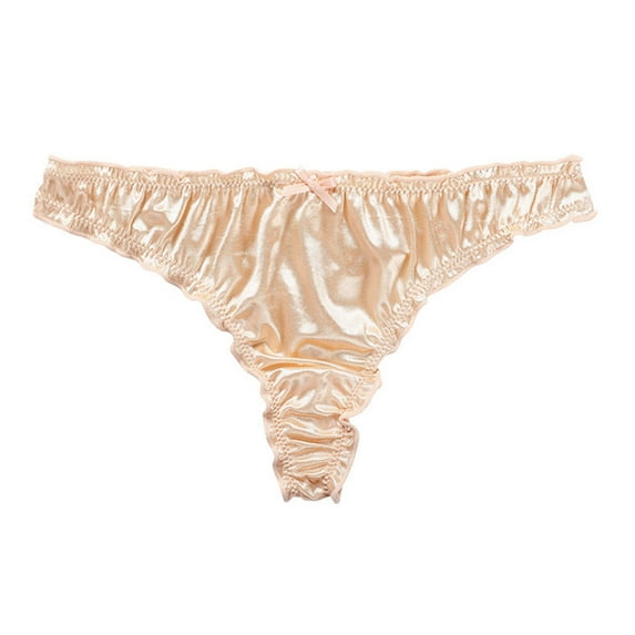 Huanledash Women Panties Mid Waist Pleated Comfortable Breathable Soft Protective Silky Smooth Surface Shirring G-string for Inner Wear