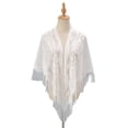 thumbnail image 1 of Huanledash Women Party Shawl Flower Embroidery Hollow Out Tassel See-through Solid Color Clothes Matching Cardigan Lightweight Summer Prom Scarf Lady Clothes, 1 of 8