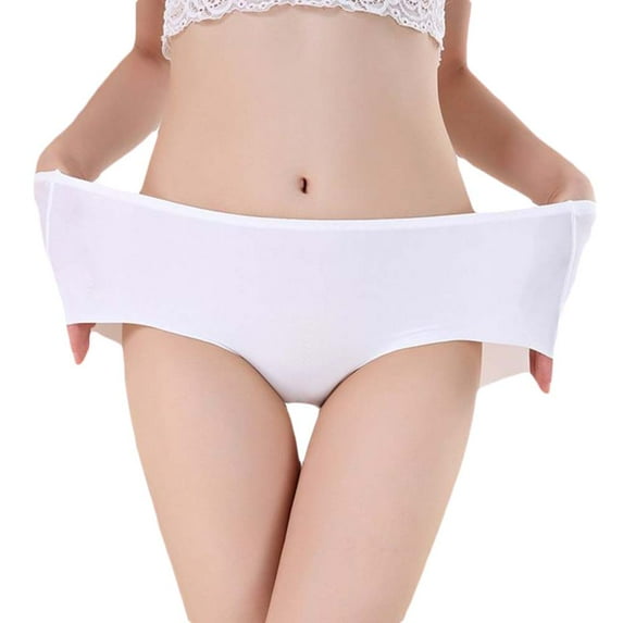 Huanledash Women Plus Size Stretchy Seamless Solid Color Middle Waist Underwear Panties