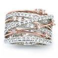 thumbnail image 1 of Huanledash Women Rhinestone Inlaid Crossover Wide Band Finger Ring Wedding Jewelry Gift, 1 of 7