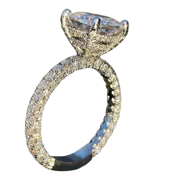 Huanledash Women Ring Large Square Cubic Zirconia Jewelry Fashion Appearance Exquisite Finger Ring for Wedding