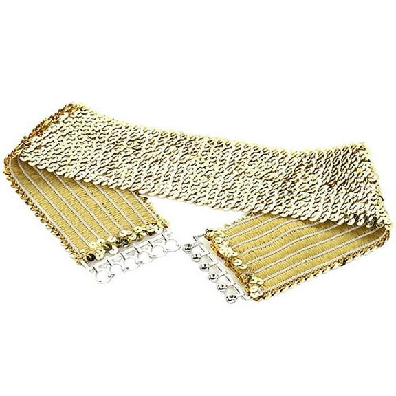 Huanledash Women's Cool Punk Sparkling Sequins Elastic Stretch Wide Waistband Waist Belt