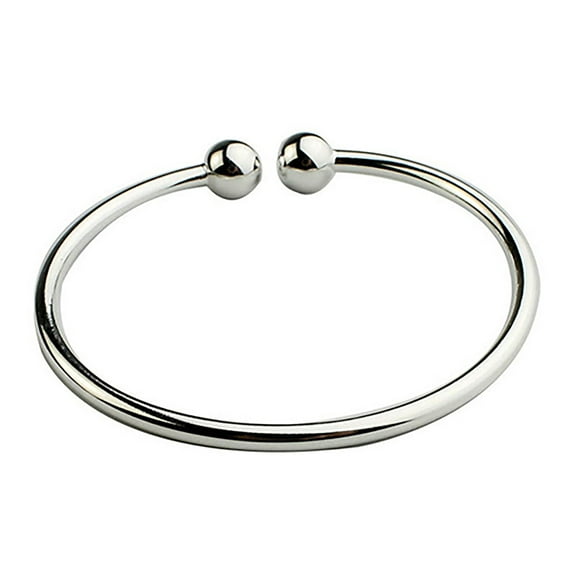 Huanledash Women's Silver Plated Open Hand Cuff Bracelet Simple Beads Bangle