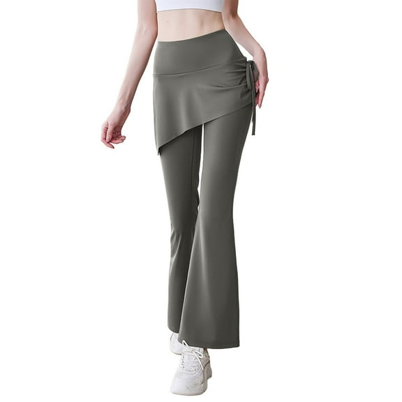 Huanyaaa Women's Yoga Fitness Two Piece Glare Yoga Pants with High Stretch Color Blocked High Waist and Lifting Fitness Pants Womens Pants Casual Work Poly Womens Pants with Pockets Casual Pant for