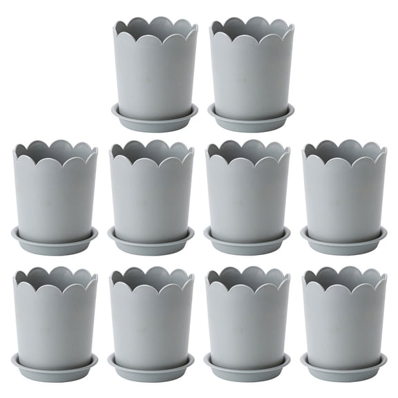 The Lazy Potted Plant Sturdy Plastic Planter for Storage Grey 10 Sets Small 3.5 Inches