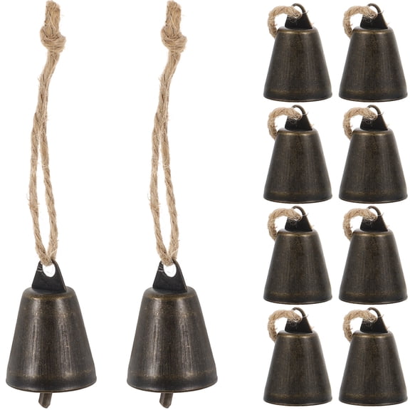 OUNONA 10Pcs Vintage Rustic Wind Chime Bells for Wall Hanging Decor and DIY Crafts