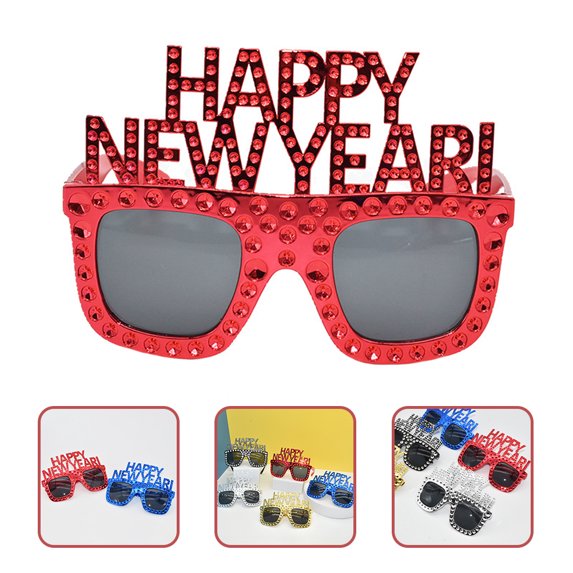 Huaq 2023 New Year Glasses HAPPY NEW YEAR Funny Glasses New Year's Eve Party Glasses (Red) 1pc
