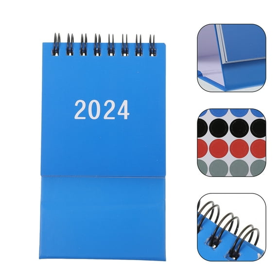 Huaq 2024 Mini Desk Calendar Simple Desktop Calendar Planner ( Blue) (2023.9-2024.12)