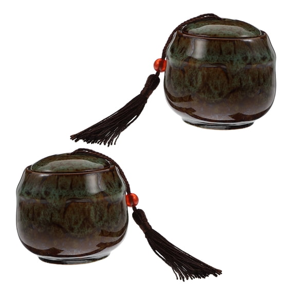 Huaq 2Pcs Ceramic Candle Cans Porcelain Sealed Cans Candies Snacks Packaging Boxes