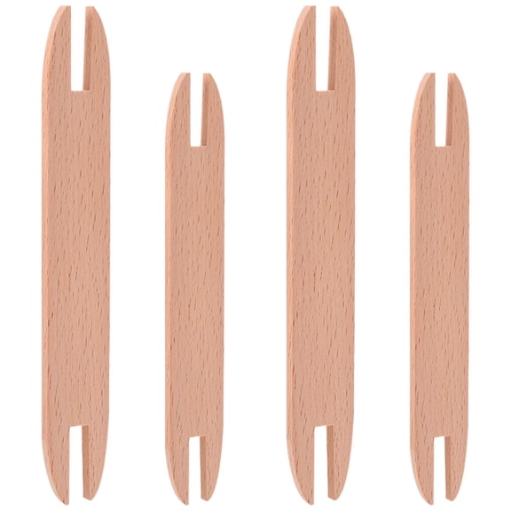Huaq 4-Piece Wooden Weaving Shuttles Set Knitting Tools Sewing Accessories for Sweaters and Crafts
