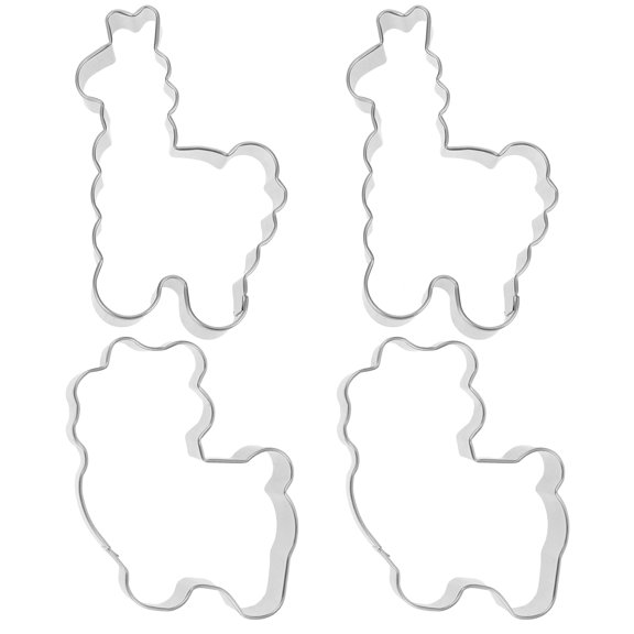 OUNONA 4-Piece Stainless Steel Alpaca Cookie Cutter Set for Baking and Kitchen Use, Animal Shape Cutters