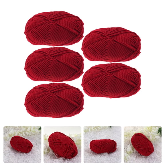 Huaq 5-Strand Rust Red Cotton Yarn for Crochet Sweaters, Soft Cotton Yarn Bundle, 5 Pieces for Handmade Knitting