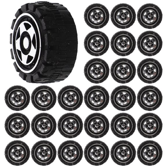 Huaq 50Pcs Toy Wheels Toy Car Wheels Replacement Car Wheels DIY Car Assemble Wheels Kids Playthings