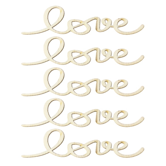 Huaq 5pcs Unfinished Wood Cutout Chips Wooden Slices Ornaments for DIY Arts Crafts Projects (Love)