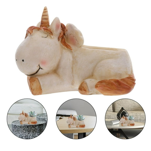 Huaq Animal Shape Unicorn Alpaca Cartoon Resin Plant Pot (Unicorn)