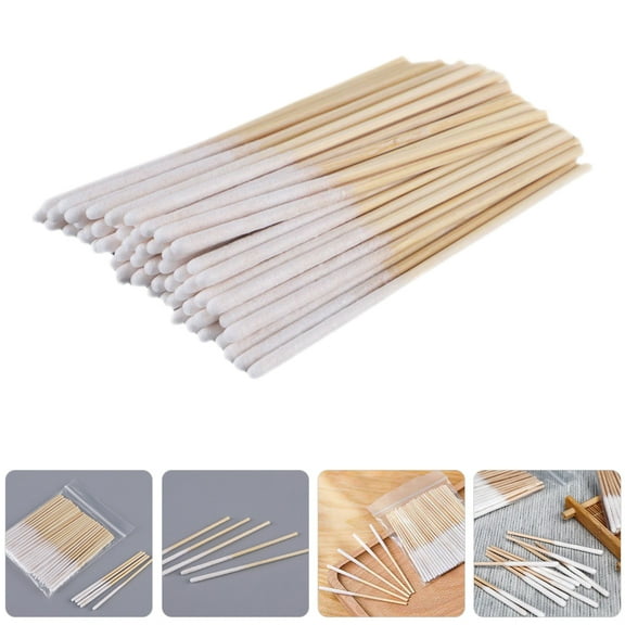 OUNONA Disposable Bamboo Cotton Swabs for Cleaning with Strong Absorption and No Shedding Assorted Color 60pcs