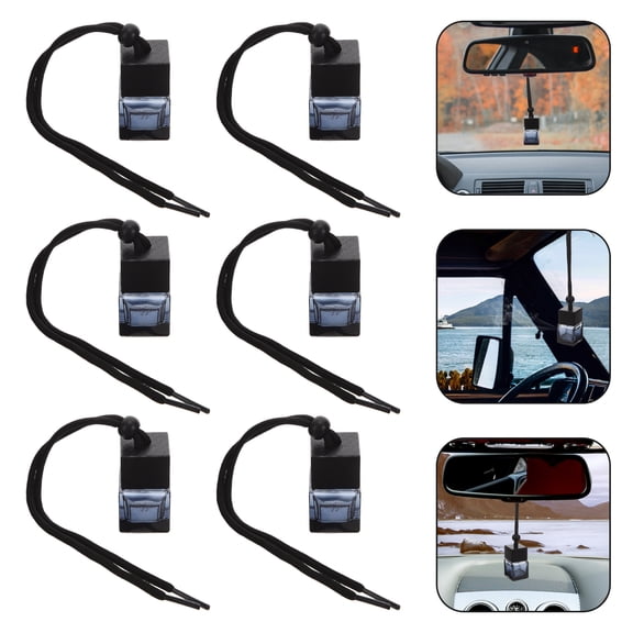 Huaq Car square cover black cover perfume hanging bottle aromatherapy essential oil car pendant car perfume 8ML empty bottle 6pcs (gradient black bottle)