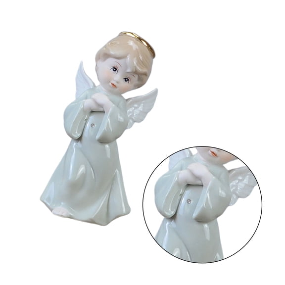Huaq Ceramic figure little angel ornaments home decoration (green version)