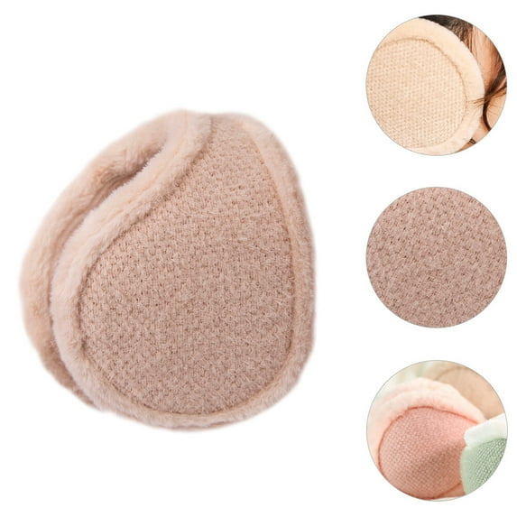 Huaq Chenille warm earmuffs men's plush earmuffs women's back-worn ear warmers foldable earmuffs (beige) random colors