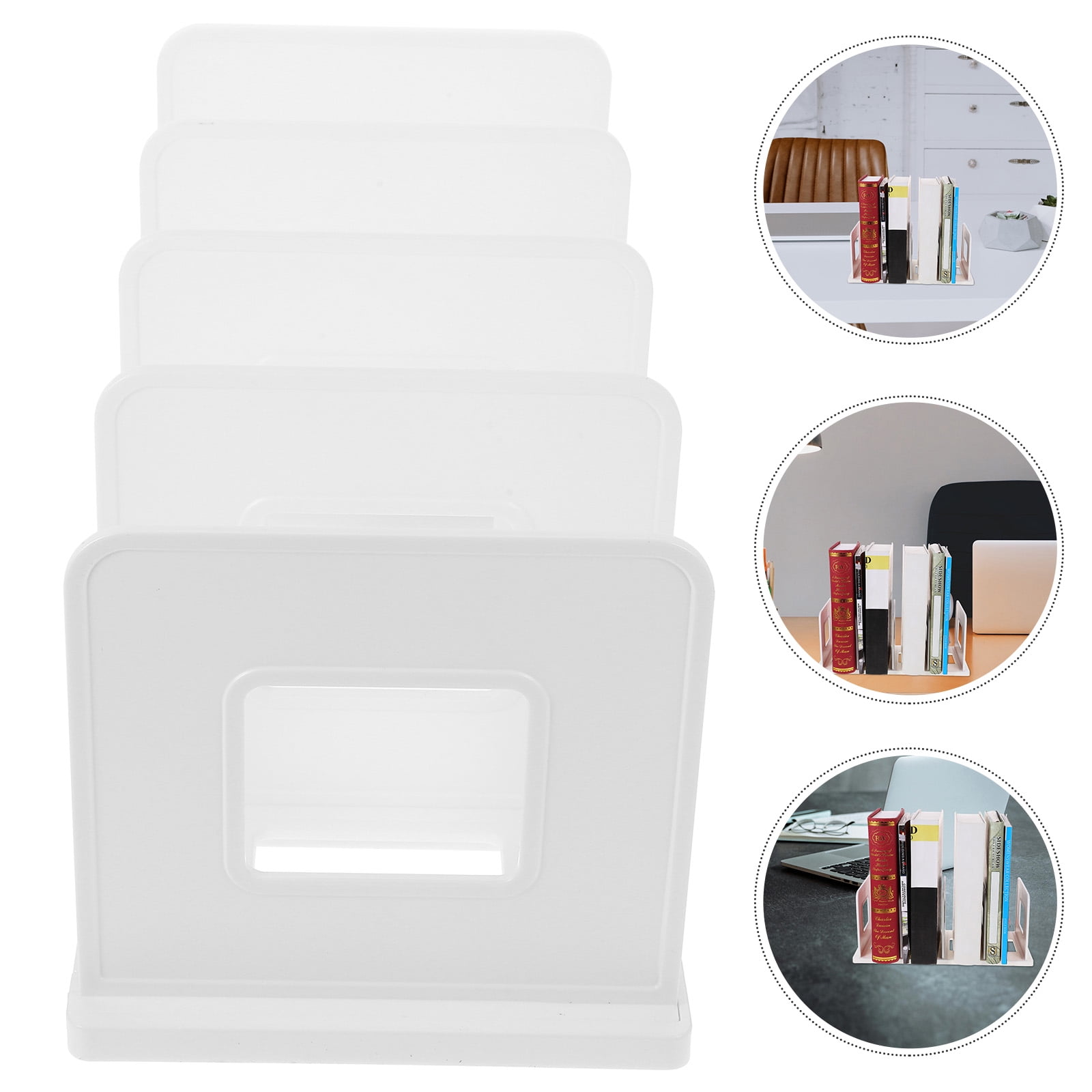 Huaq Desktop Book and Magazine Storage Divider Book Stand Rack (White ...