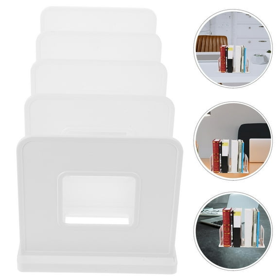 Huaq Desktop Book and Magazine Storage Divider Book Stand Rack (White)