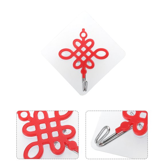 Huaq Fu word hook red Chinese knot hook New Year festive Fu hook red Chinese knot hook 2pcs a pair (2 red Chinese knots)