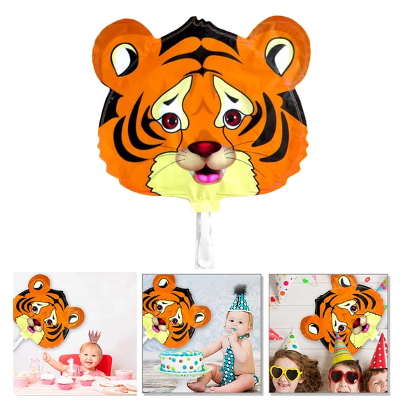 Assorted Color Tiger Head Balloons for Decoration Made with Premium Aluminum Film 10Pcs