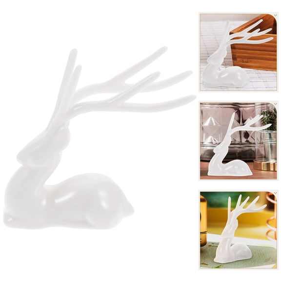 Huaq Living room desktop ceramic deer elk white porcelain fortune-bringing decorative ornaments crafts (large size)