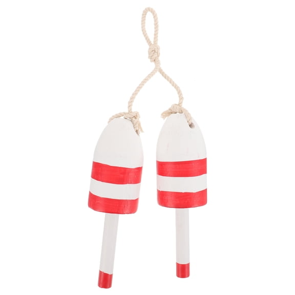 Moluckfu Nautical Decorations for Home Wooden Float Red 1 Pair 7.5x2.4in