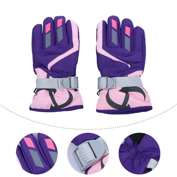 Huaq Outdoor Children's Ski Gloves Cycling Gloves Mountaineering Gloves (Purple)