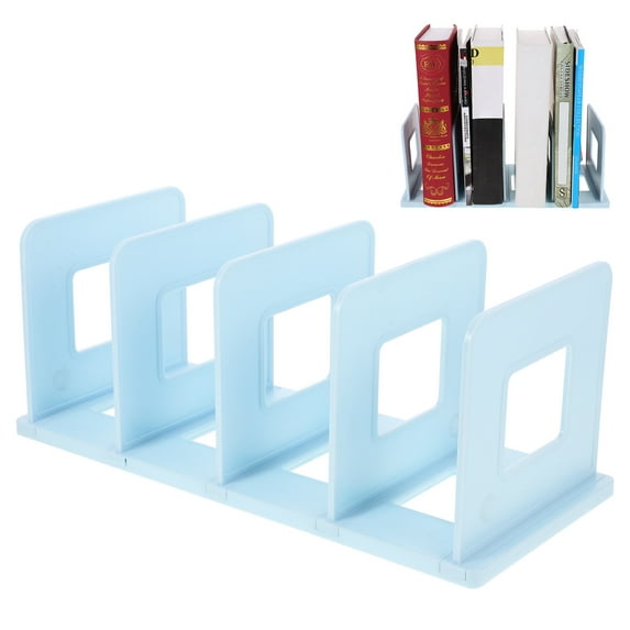 Blue Plastic Bookend for Decor Sturdy Desktop Book Organizer Keeps Books Upright