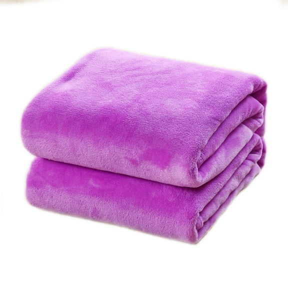 Huaq Pure Color Flannel Fleece Blanket Couch Solid Color Bed Blanket Sheet(Light Purple)