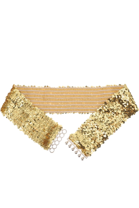 Huaq Sequin Belt Elastic Dress Belt Stretch Waist Belt Decorative Waist Belt Wide Waist Belt