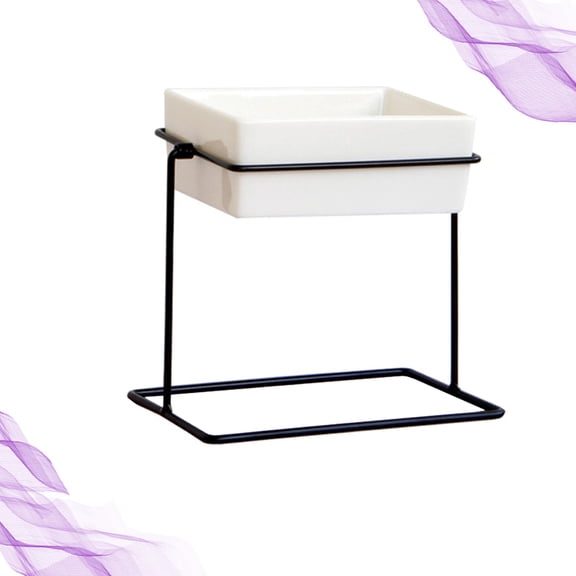 Huaq Wrought iron rectangular swingable tabletop plant pot ornaments (black)