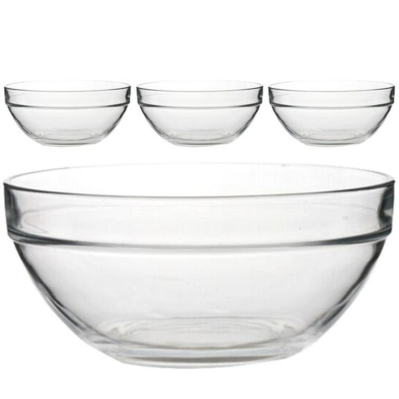 Huaqiet 4Pcs Transparent Glass Ramekins Multi-function Glass Bowls Kitchen Serving Bowls
