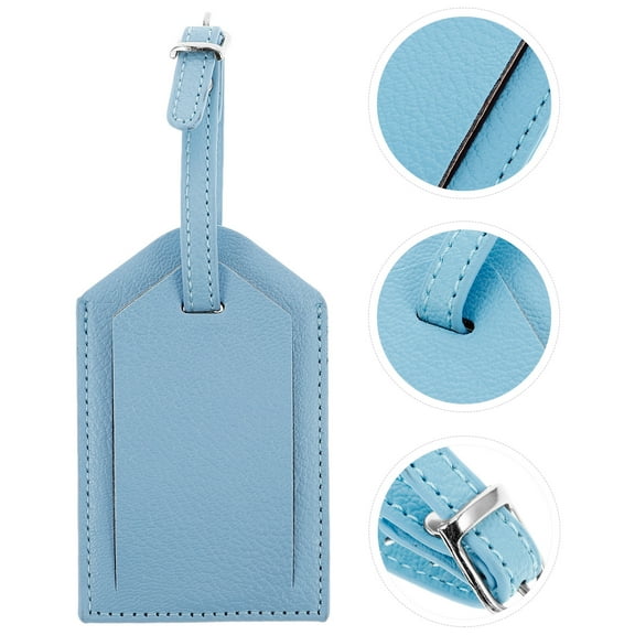 Sky-blue Luggage Tag with Boarding Pass Slot Waterproof PU for Suitcases 2.5 Inch