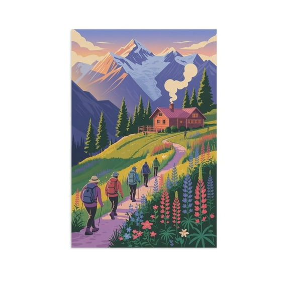 Huaraz Peru Vintage Travel Poster with Serene Nature And Trekking Scenery Canvas Poster