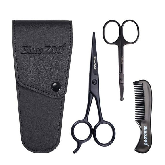 Huarll Beauty Tools, Scissors and Comb, Beard Mustache Scissors and Comb Set Kit for Men Care (3 Pieces Kit)