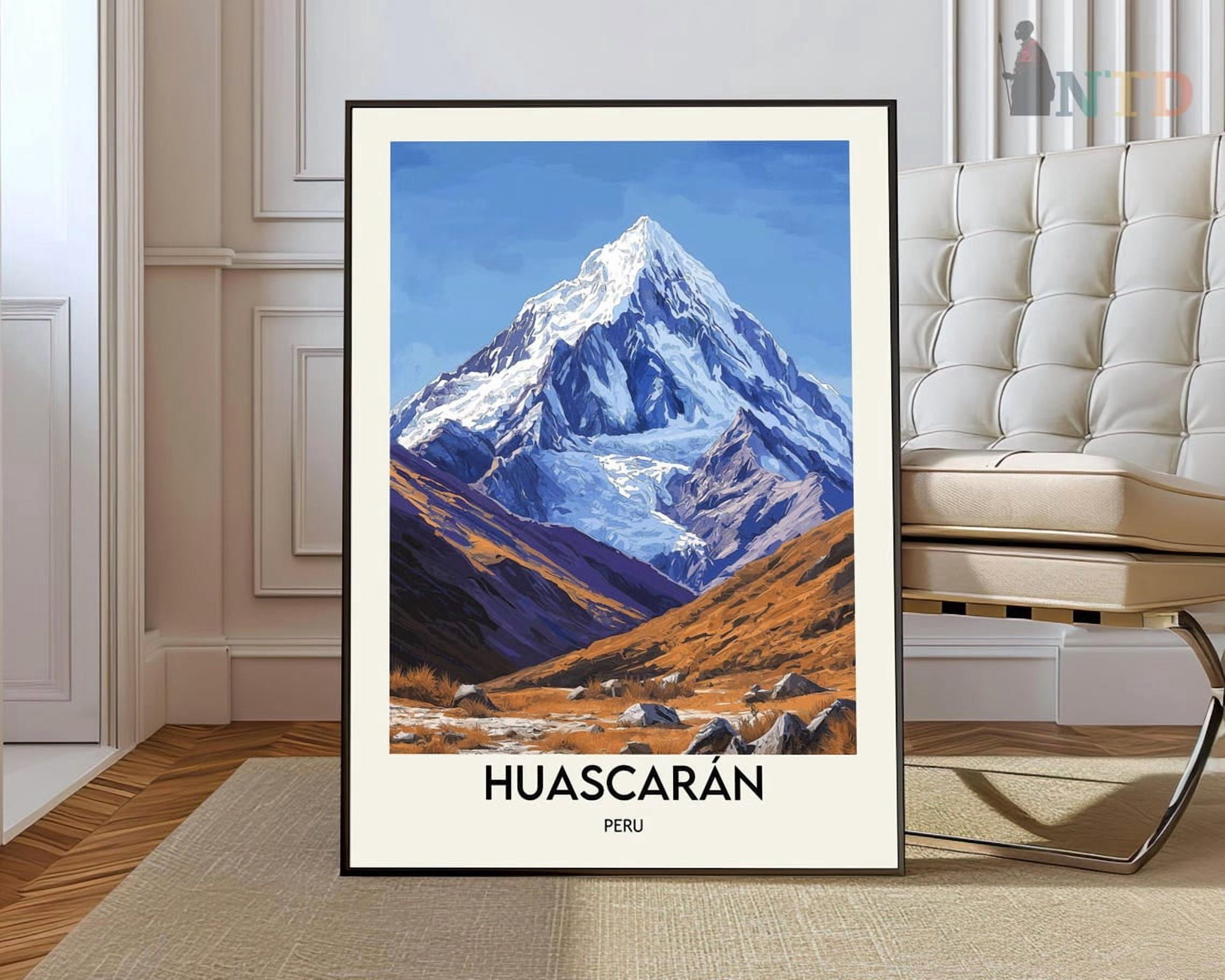 Andes Flashcard Huascaran Peru Wall Art Print, Andes Mountain Travel Home Decor ...