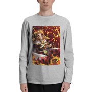 Huasonghe Demon Slayer Men's Long Sleeve T-Shirts DemonSlayer233 Comfortable With Long Sleeves Long Sleeve T-Shirt-Gray-M